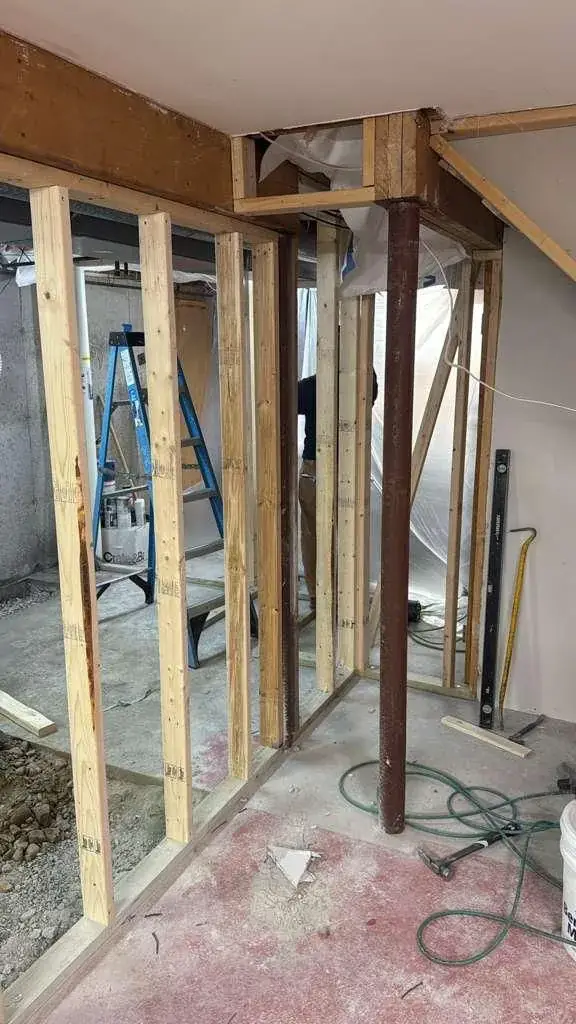 Basement wall framing by the Innov Builders crew